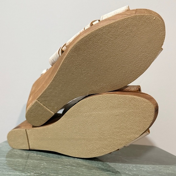Very Volatile White and Brown Wedge Sandals - Picture 8 of 10